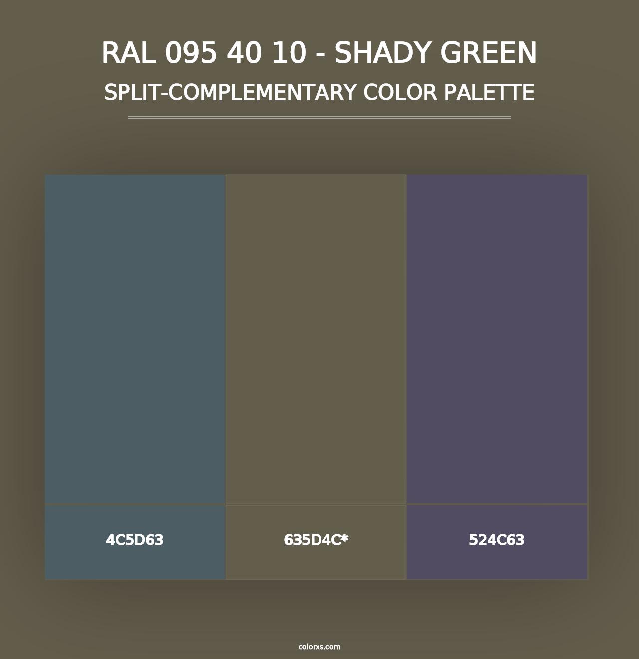 RAL 095 40 10 - Shady Green - Split-Complementary Color Palette