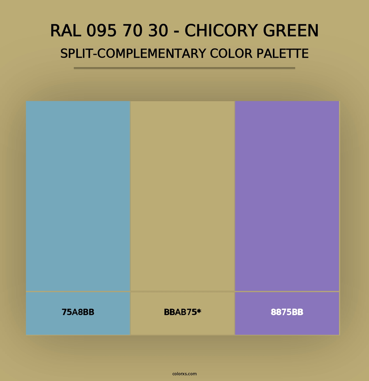 RAL 095 70 30 - Chicory Green - Split-Complementary Color Palette