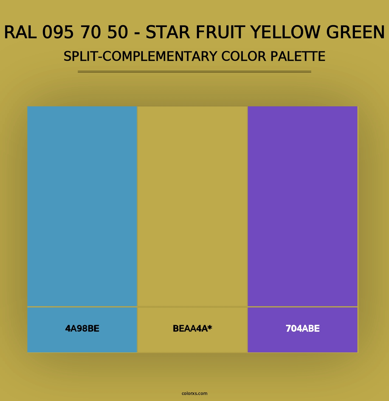 RAL 095 70 50 - Star Fruit Yellow Green - Split-Complementary Color Palette