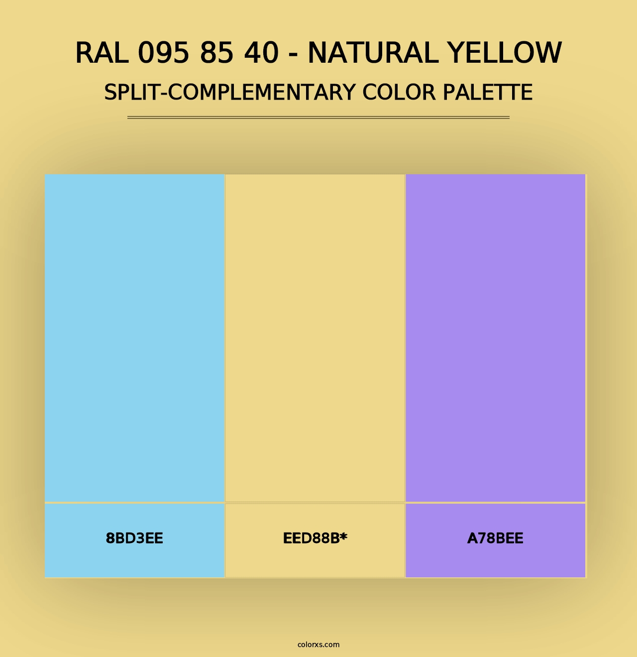 RAL 095 85 40 - Natural Yellow - Split-Complementary Color Palette