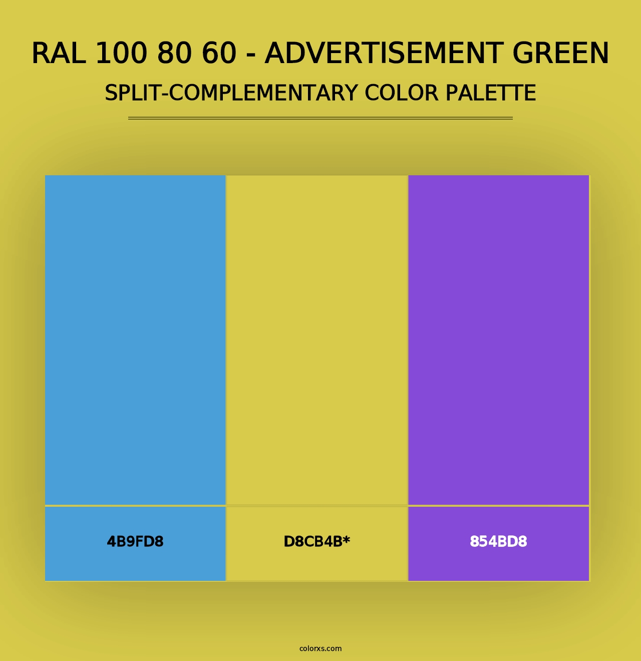 RAL 100 80 60 - Advertisement Green - Split-Complementary Color Palette