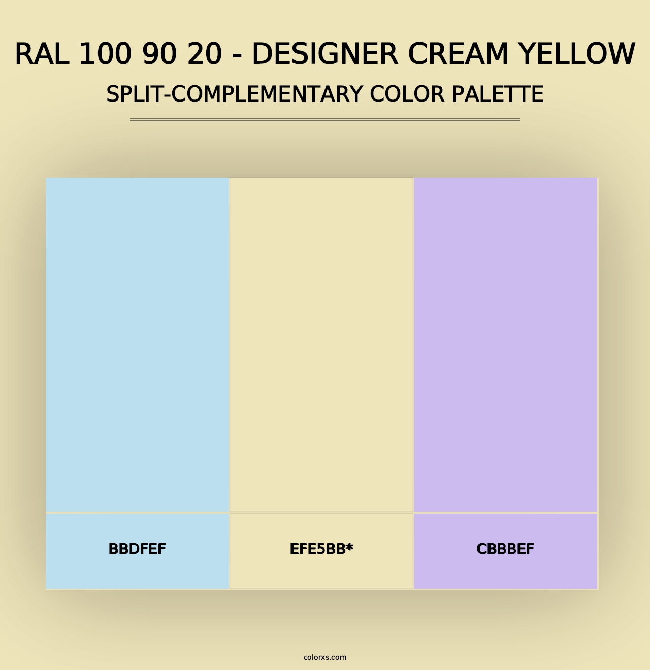 RAL 100 90 20 - Designer Cream Yellow - Split-Complementary Color Palette