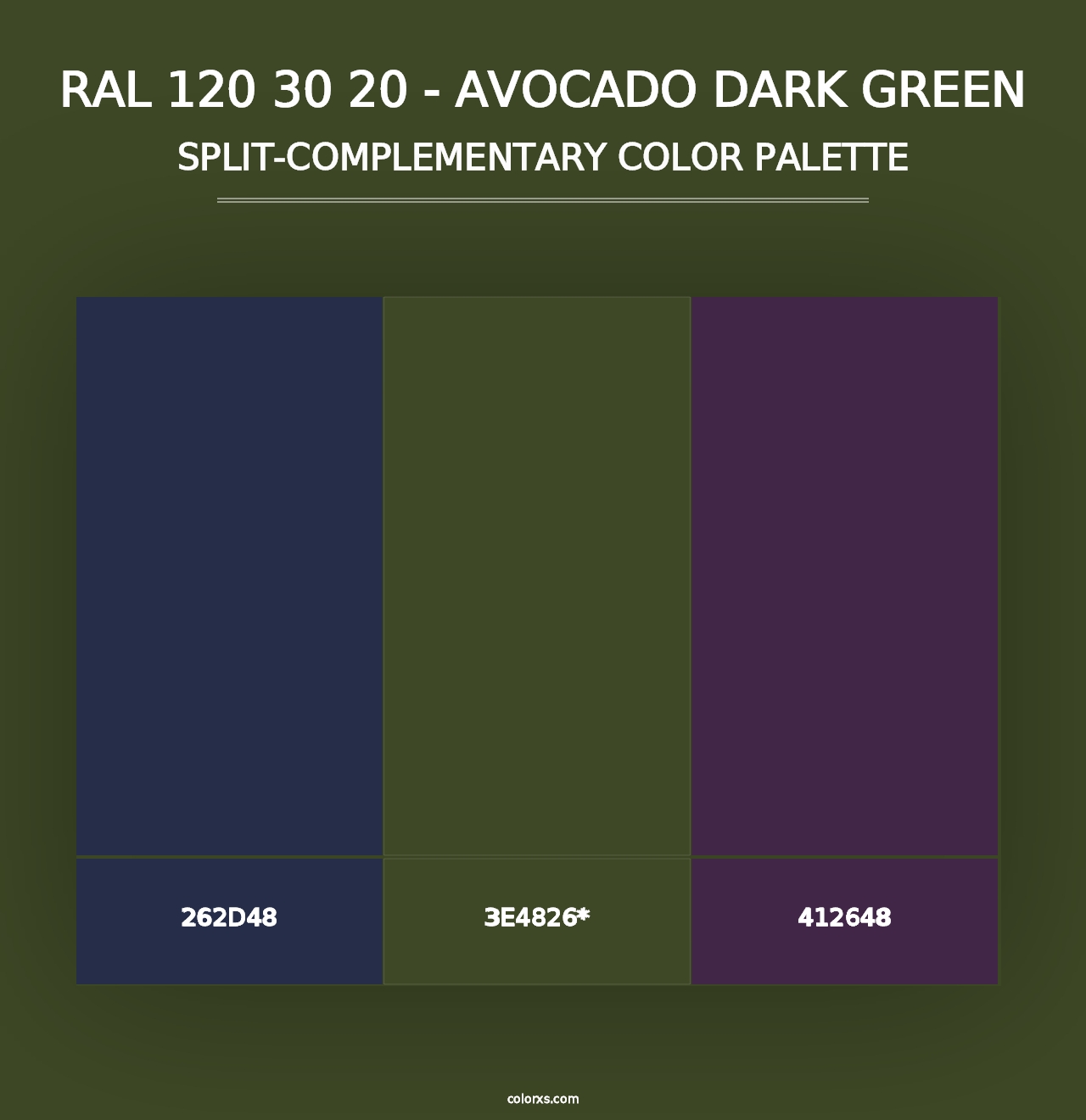 RAL 120 30 20 - Avocado Dark Green - Split-Complementary Color Palette