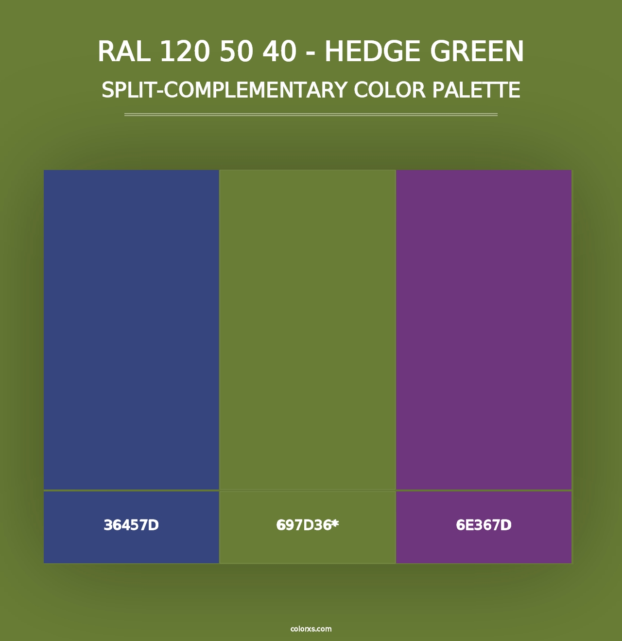 RAL 120 50 40 - Hedge Green - Split-Complementary Color Palette