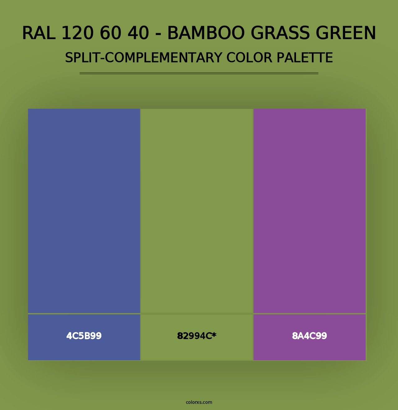 RAL 120 60 40 - Bamboo Grass Green - Split-Complementary Color Palette