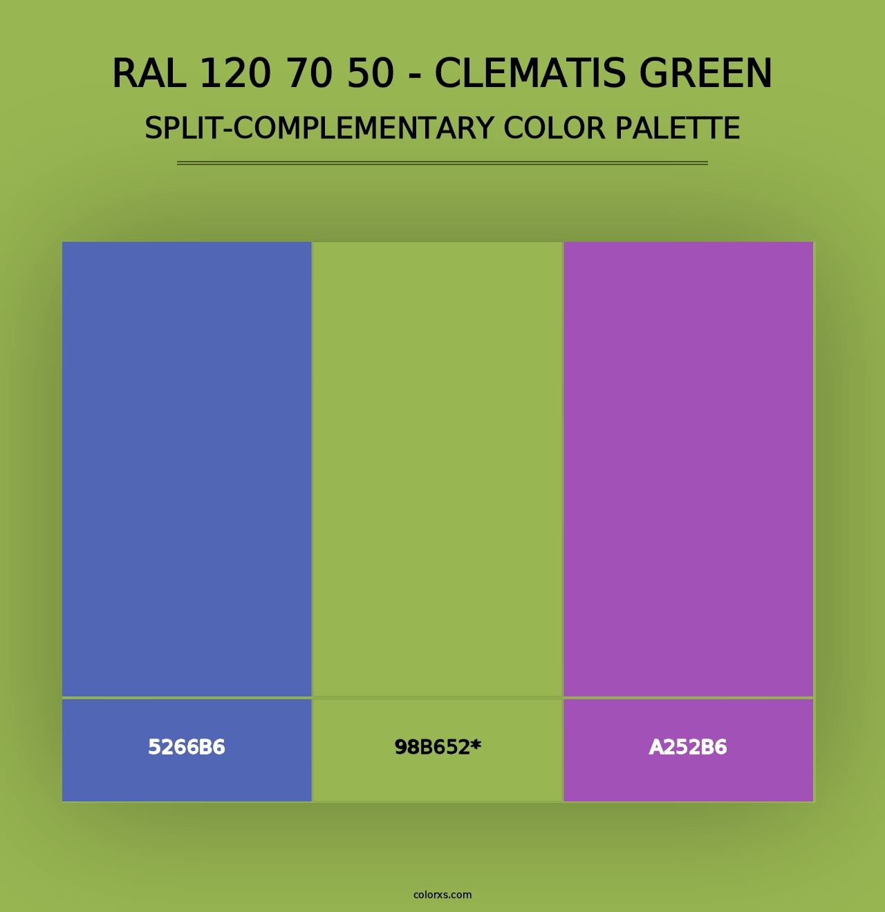 RAL 120 70 50 - Clematis Green - Split-Complementary Color Palette