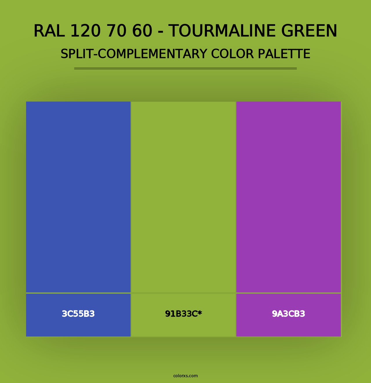 RAL 120 70 60 - Tourmaline Green - Split-Complementary Color Palette