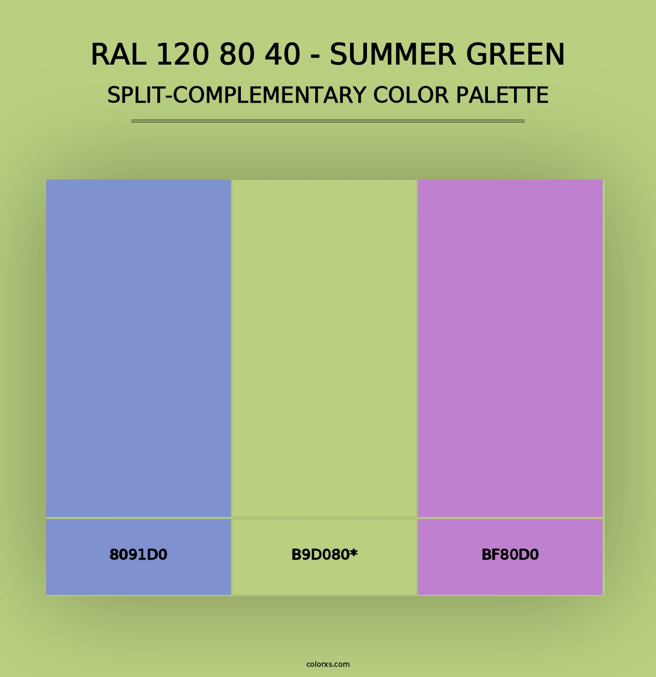 RAL 120 80 40 - Summer Green - Split-Complementary Color Palette