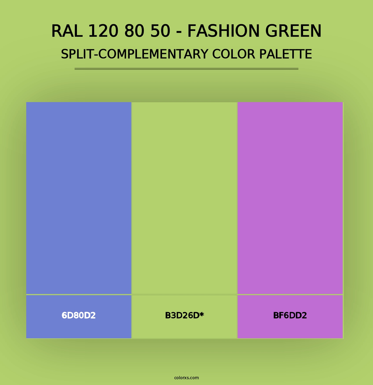 RAL 120 80 50 - Fashion Green - Split-Complementary Color Palette