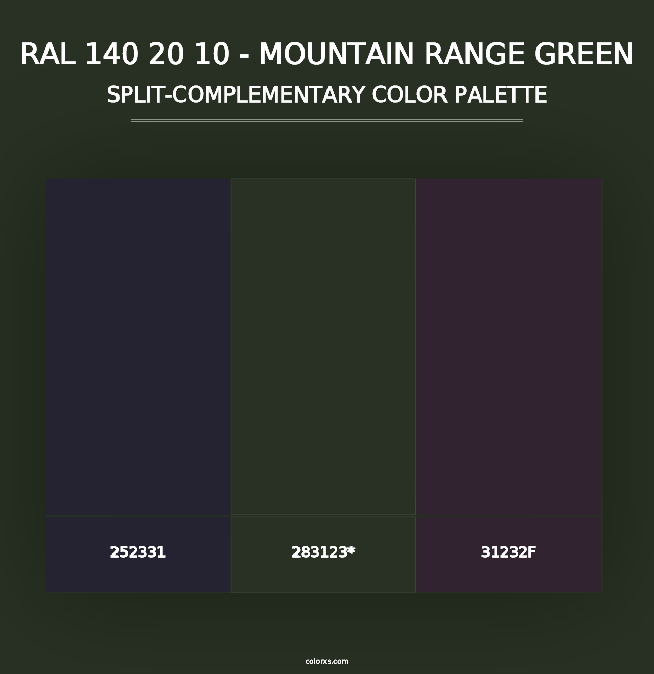 RAL 140 20 10 - Mountain Range Green - Split-Complementary Color Palette