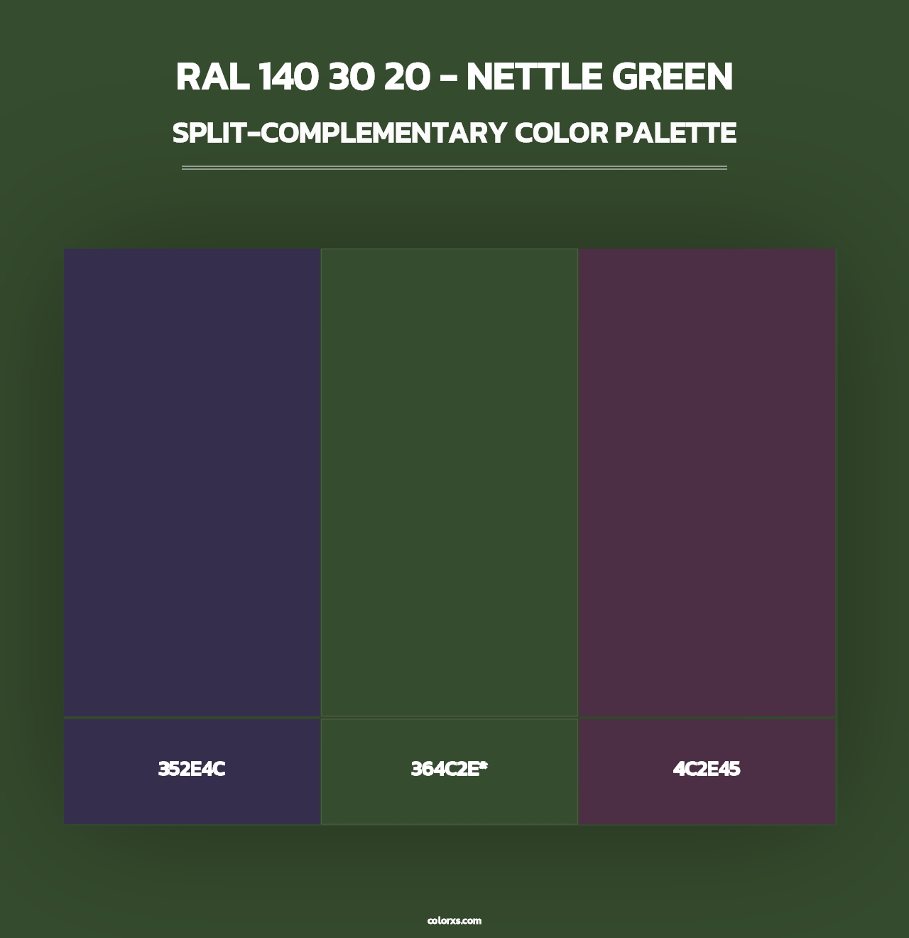 RAL 140 30 20 - Nettle Green - Split-Complementary Color Palette