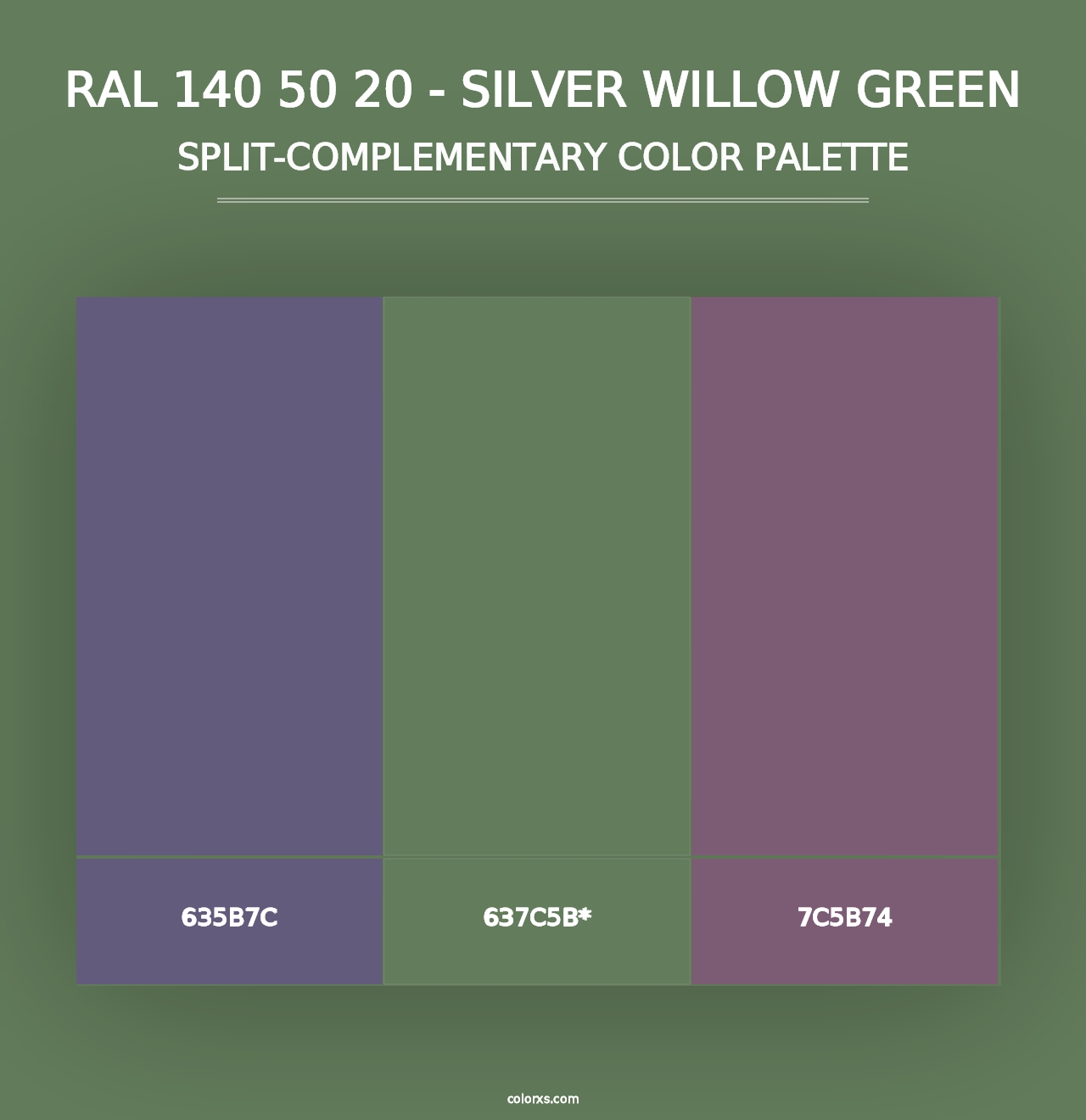 RAL 140 50 20 - Silver Willow Green - Split-Complementary Color Palette