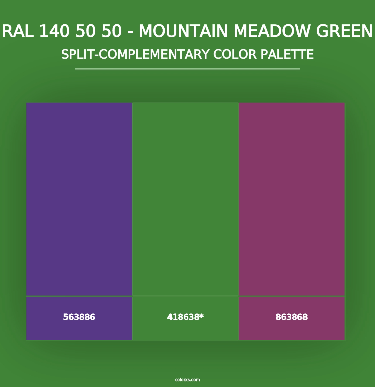 RAL 140 50 50 - Mountain Meadow Green - Split-Complementary Color Palette