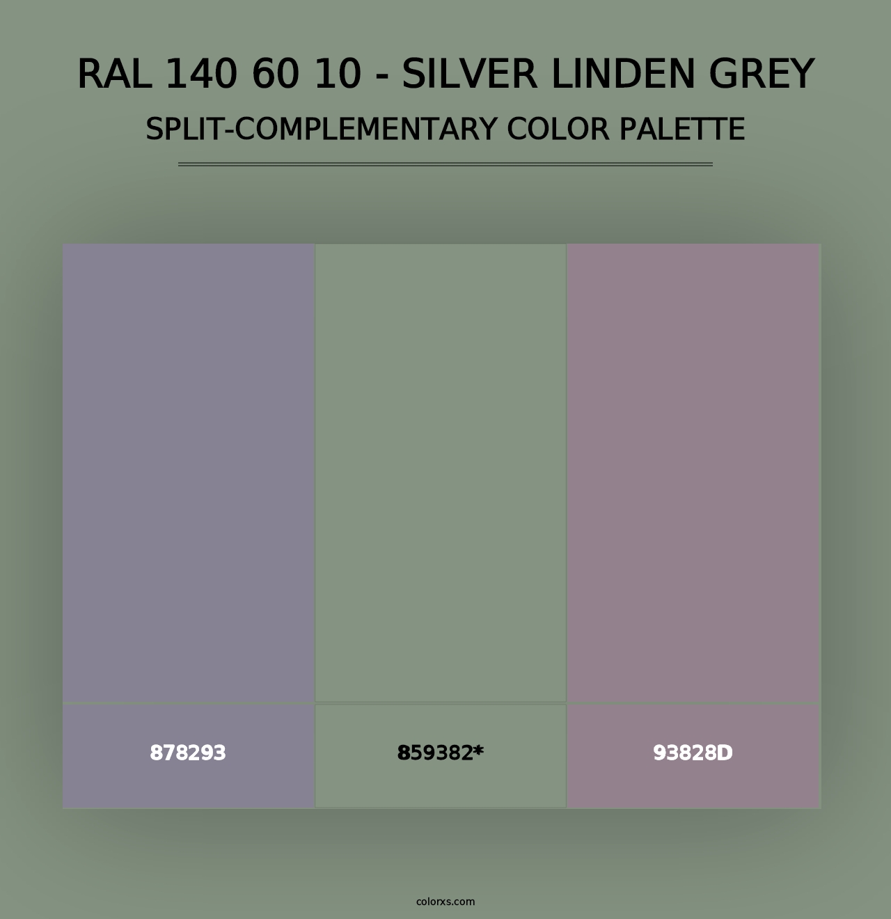 RAL 140 60 10 - Silver Linden Grey - Split-Complementary Color Palette