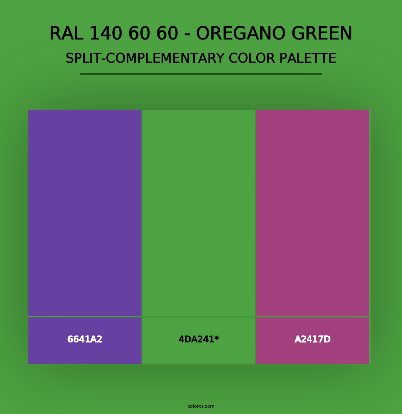 RAL 140 60 60 - Oregano Green - Split-Complementary Color Palette