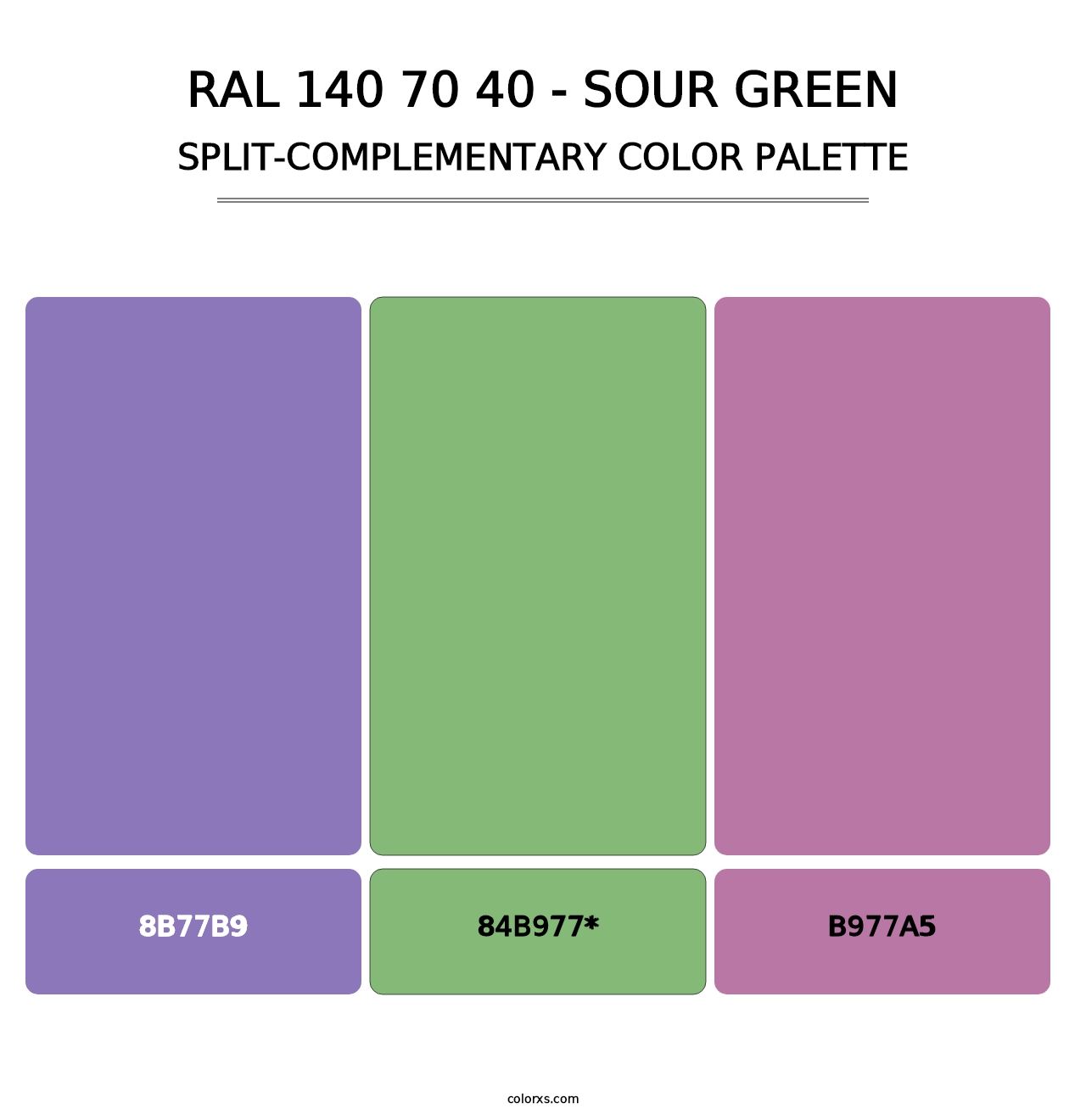 RAL 140 70 40 - Sour Green - Split-Complementary Color Palette