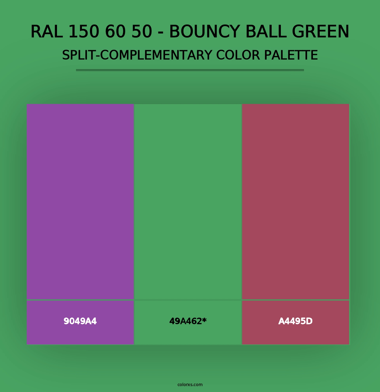 RAL 150 60 50 - Bouncy Ball Green - Split-Complementary Color Palette