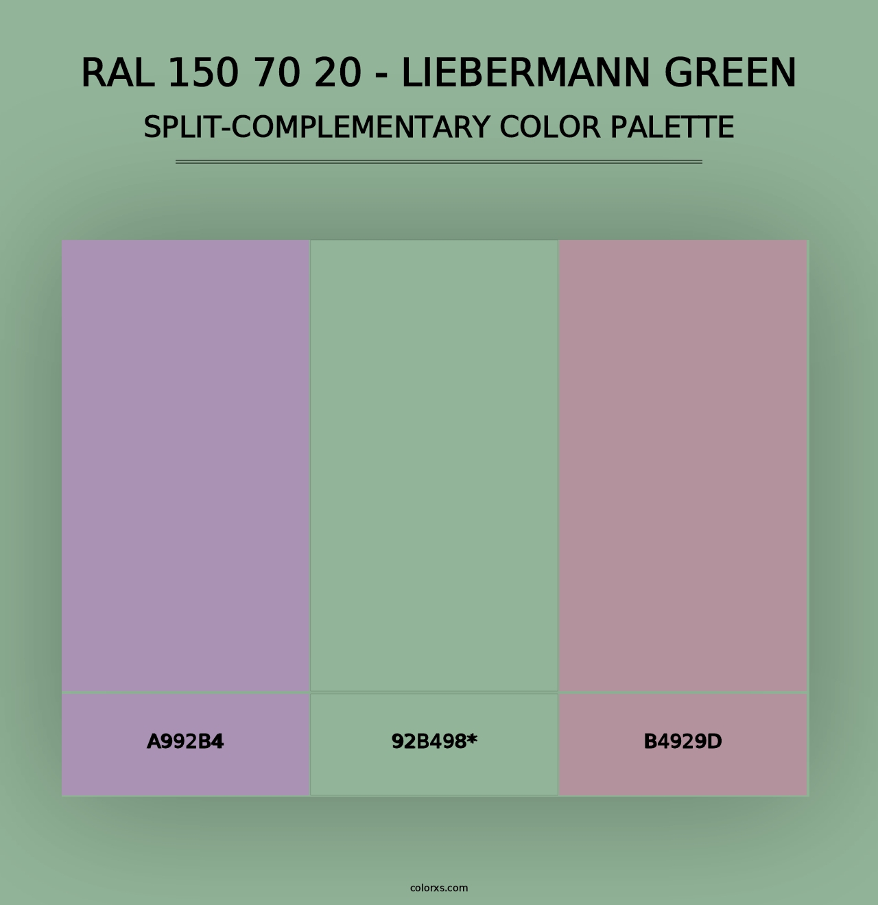 RAL 150 70 20 - Liebermann Green - Split-Complementary Color Palette