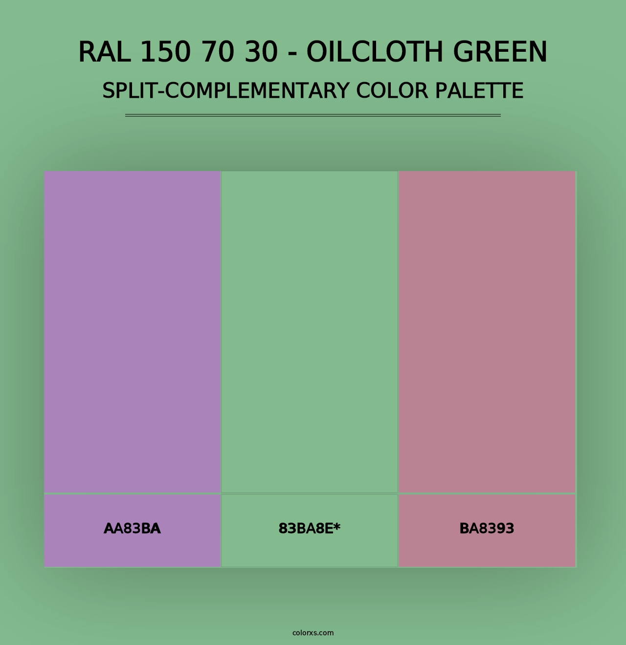 RAL 150 70 30 - Oilcloth Green - Split-Complementary Color Palette