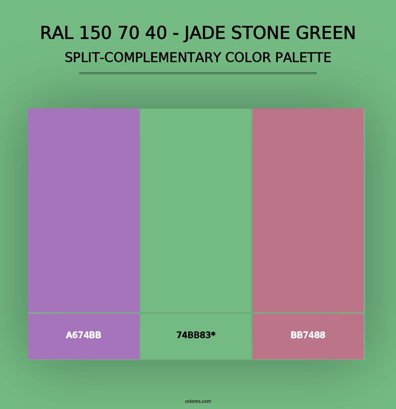 RAL 150 70 40 - Jade Stone Green - Split-Complementary Color Palette