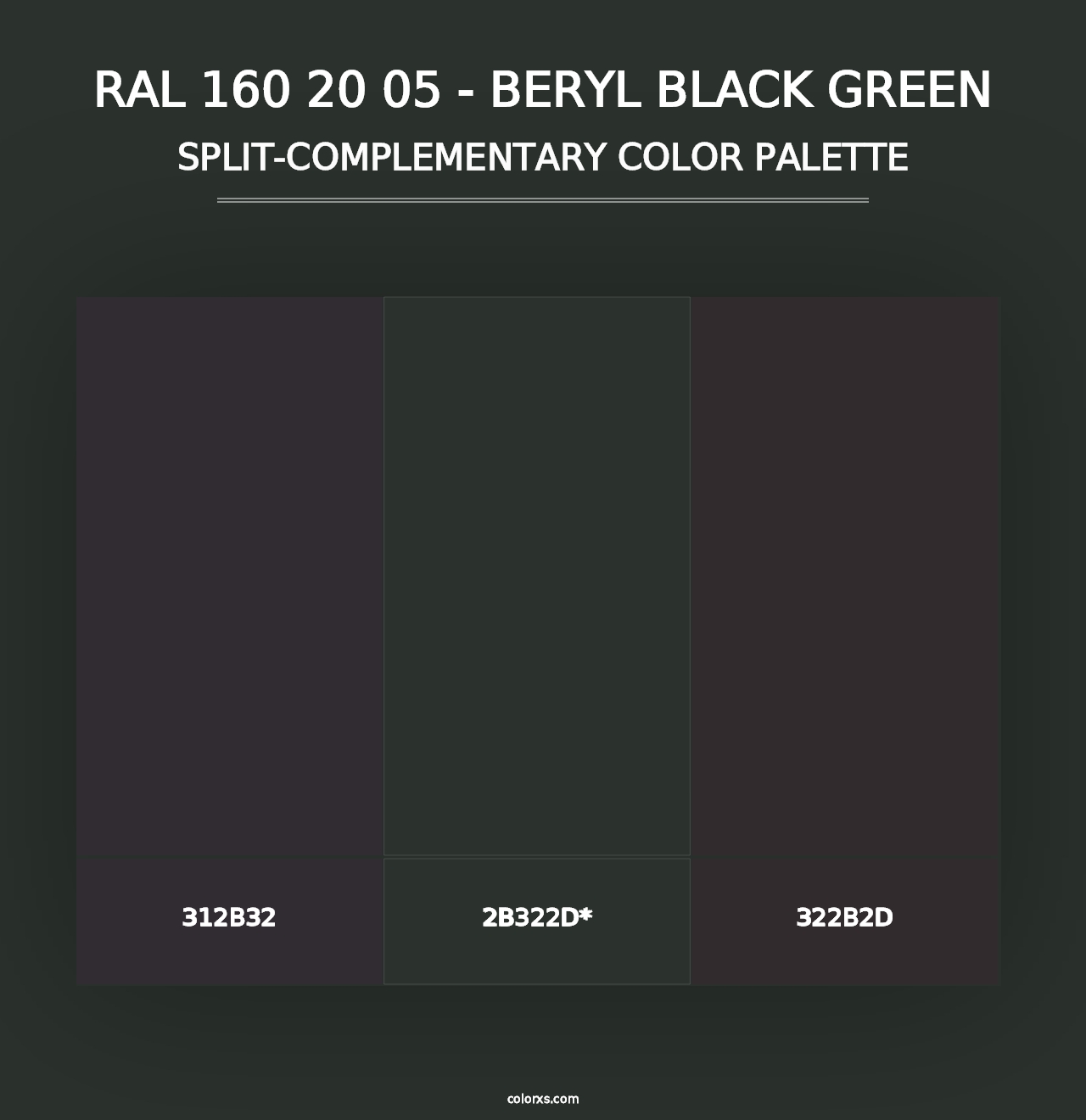 RAL 160 20 05 - Beryl Black Green - Split-Complementary Color Palette