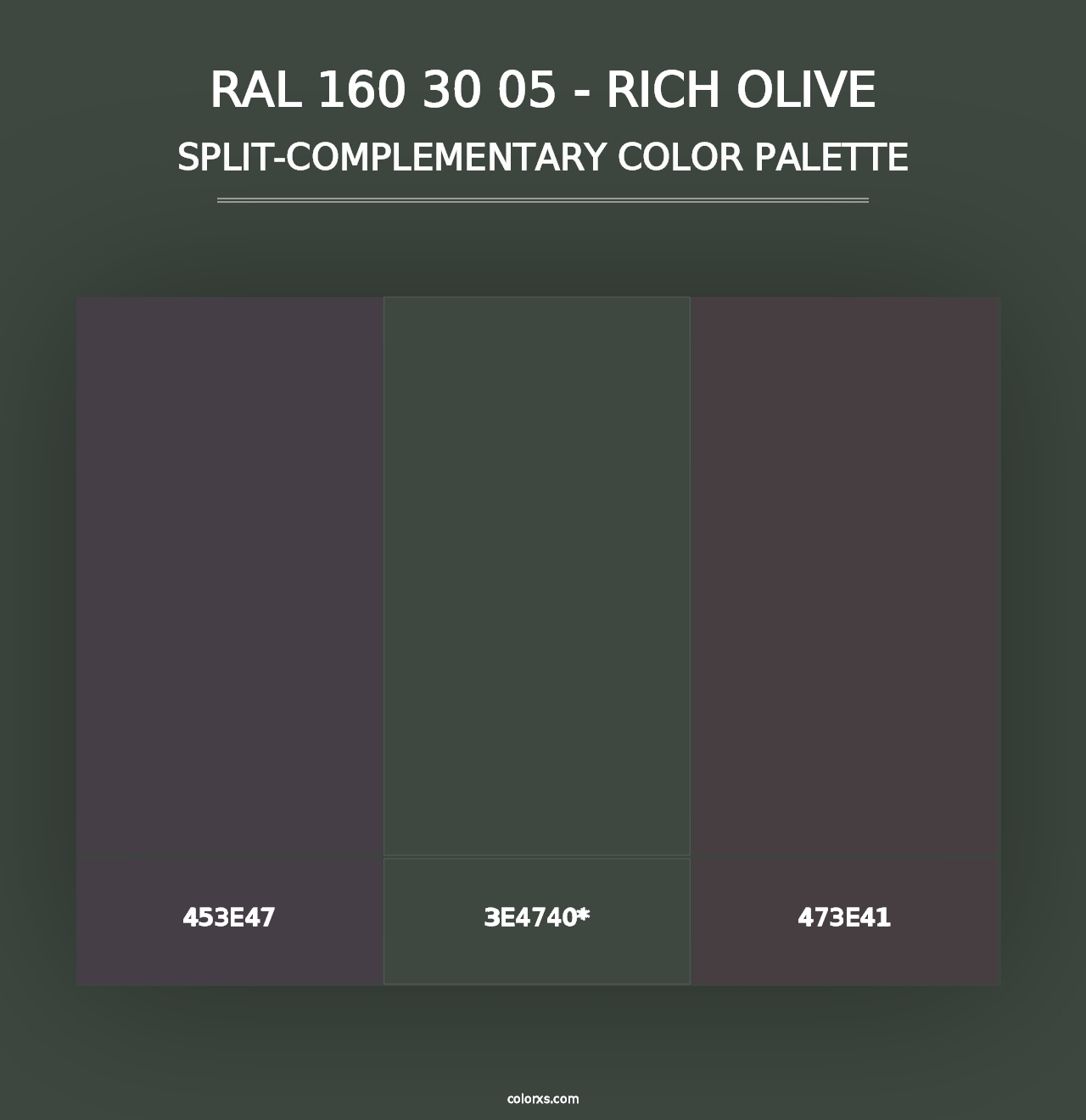 RAL 160 30 05 - Rich Olive - Split-Complementary Color Palette