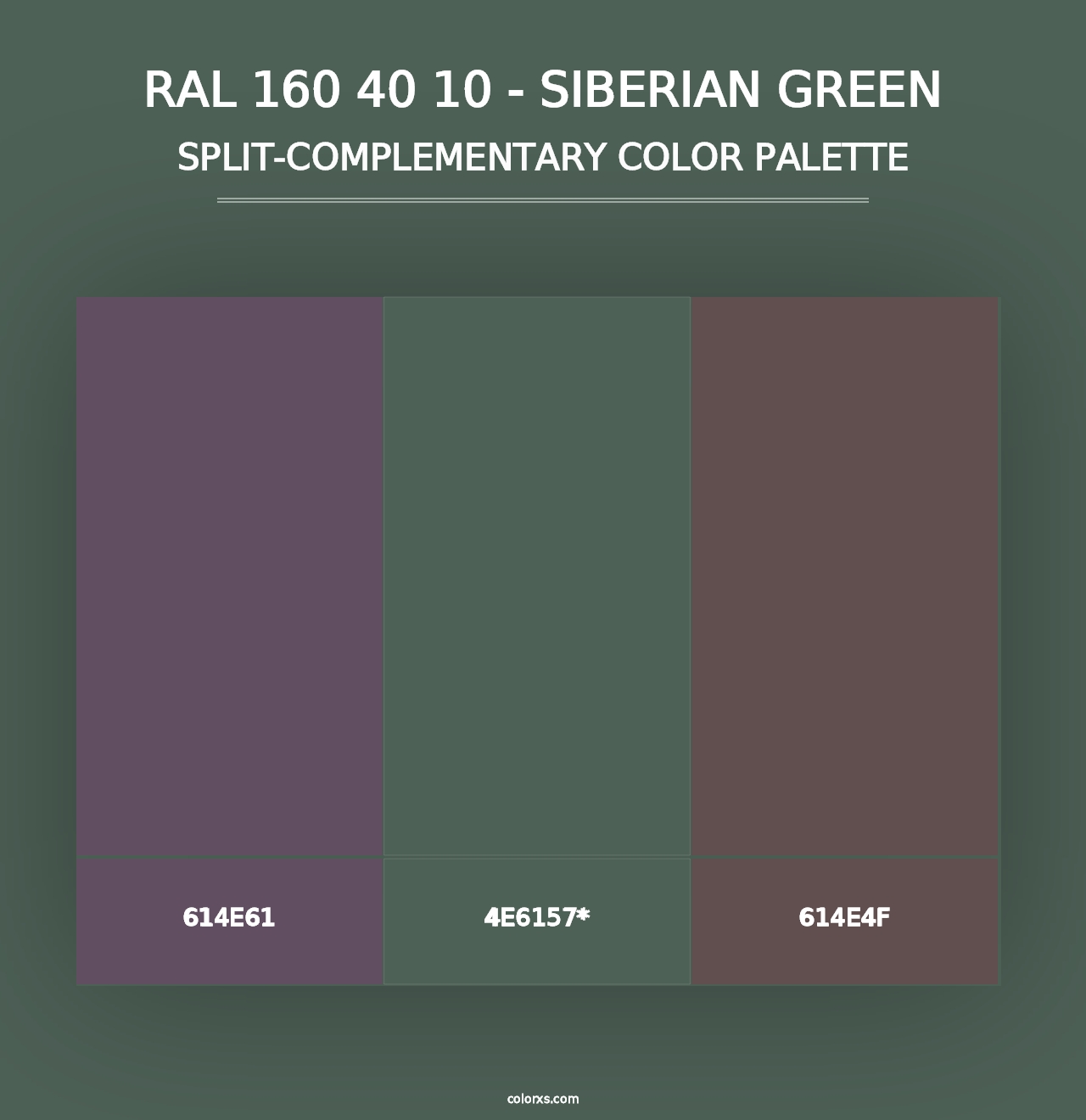 RAL 160 40 10 - Siberian Green - Split-Complementary Color Palette