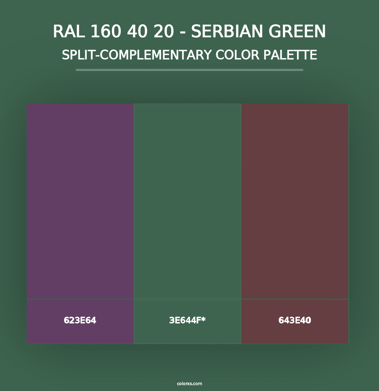 RAL 160 40 20 - Serbian Green - Split-Complementary Color Palette