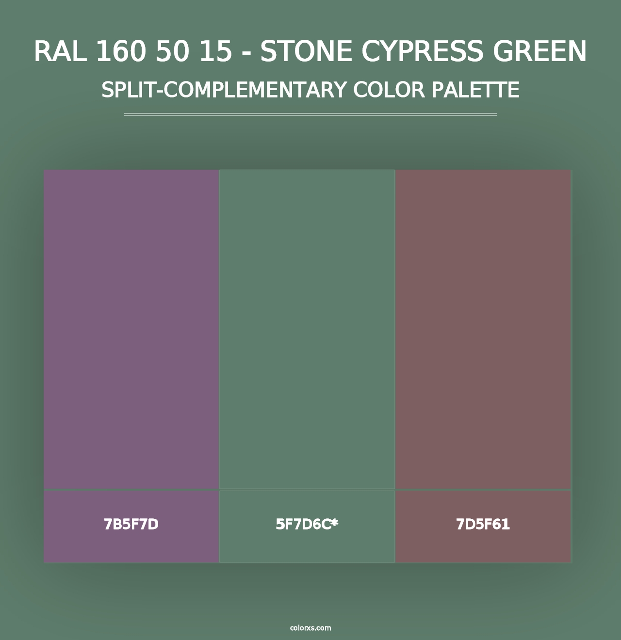 RAL 160 50 15 - Stone Cypress Green - Split-Complementary Color Palette