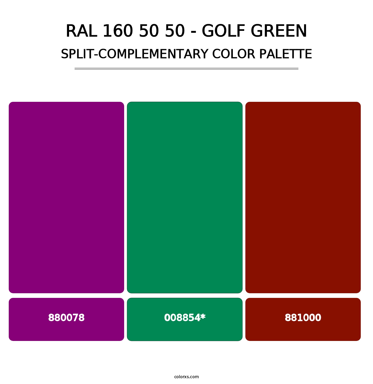 RAL 160 50 50 - Golf Green - Split-Complementary Color Palette