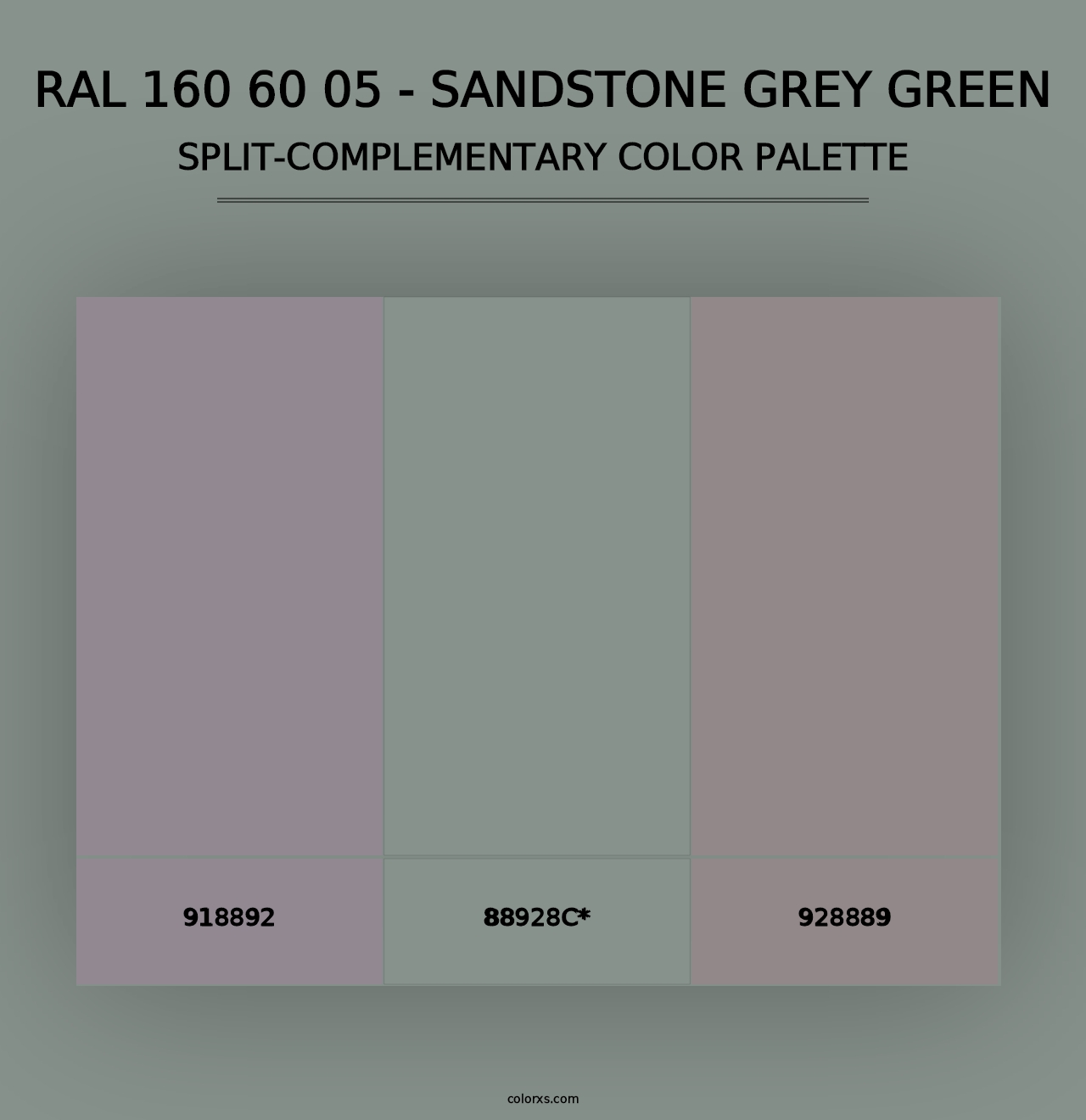 RAL 160 60 05 - Sandstone Grey Green - Split-Complementary Color Palette