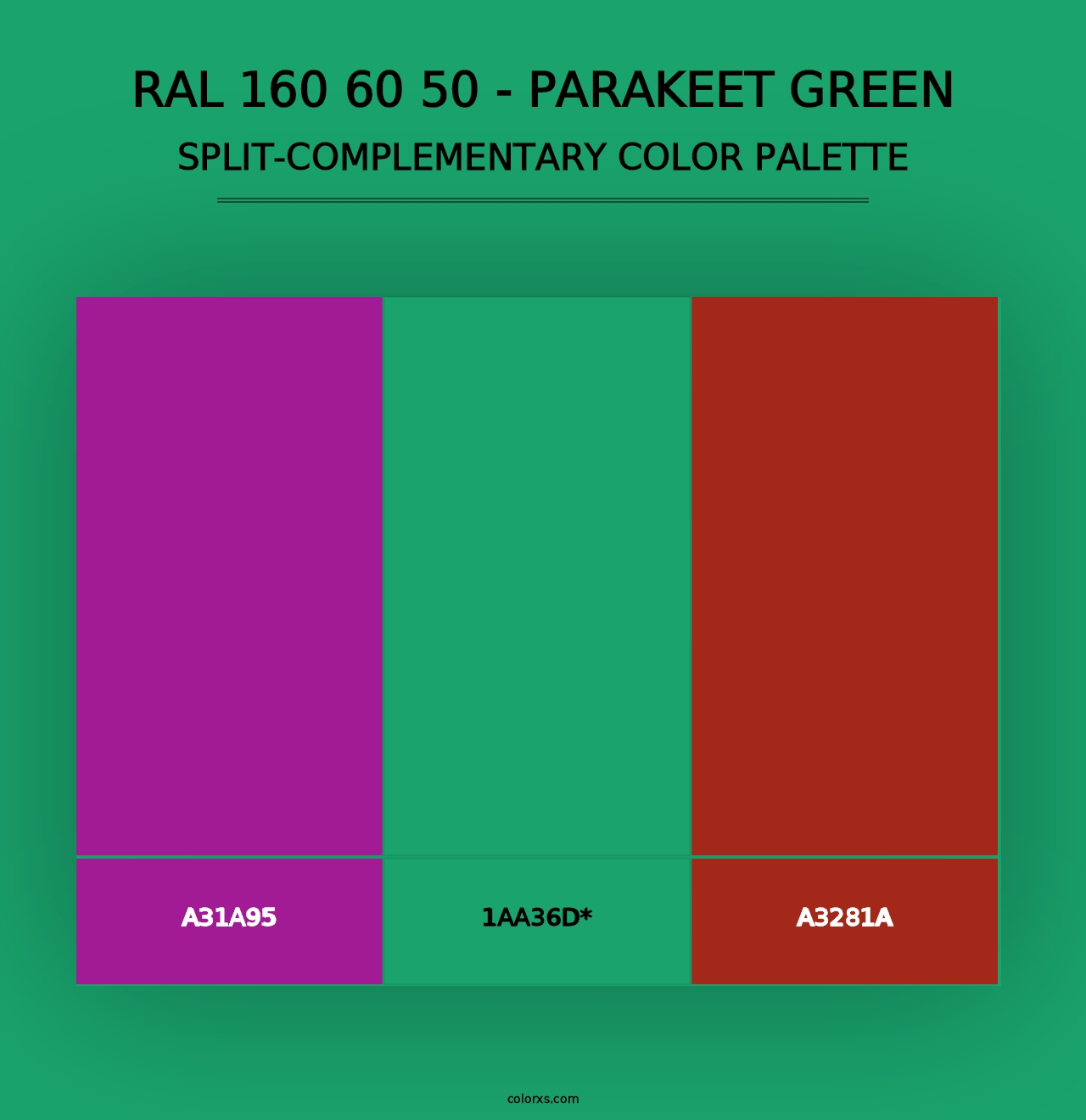 RAL 160 60 50 - Parakeet Green - Split-Complementary Color Palette