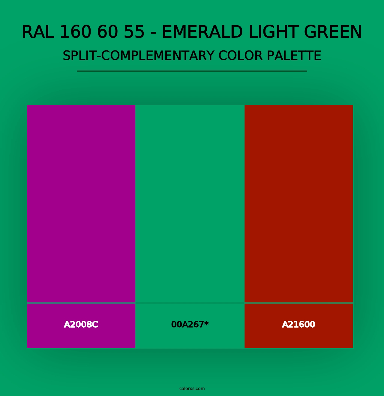 RAL 160 60 55 - Emerald Light Green - Split-Complementary Color Palette