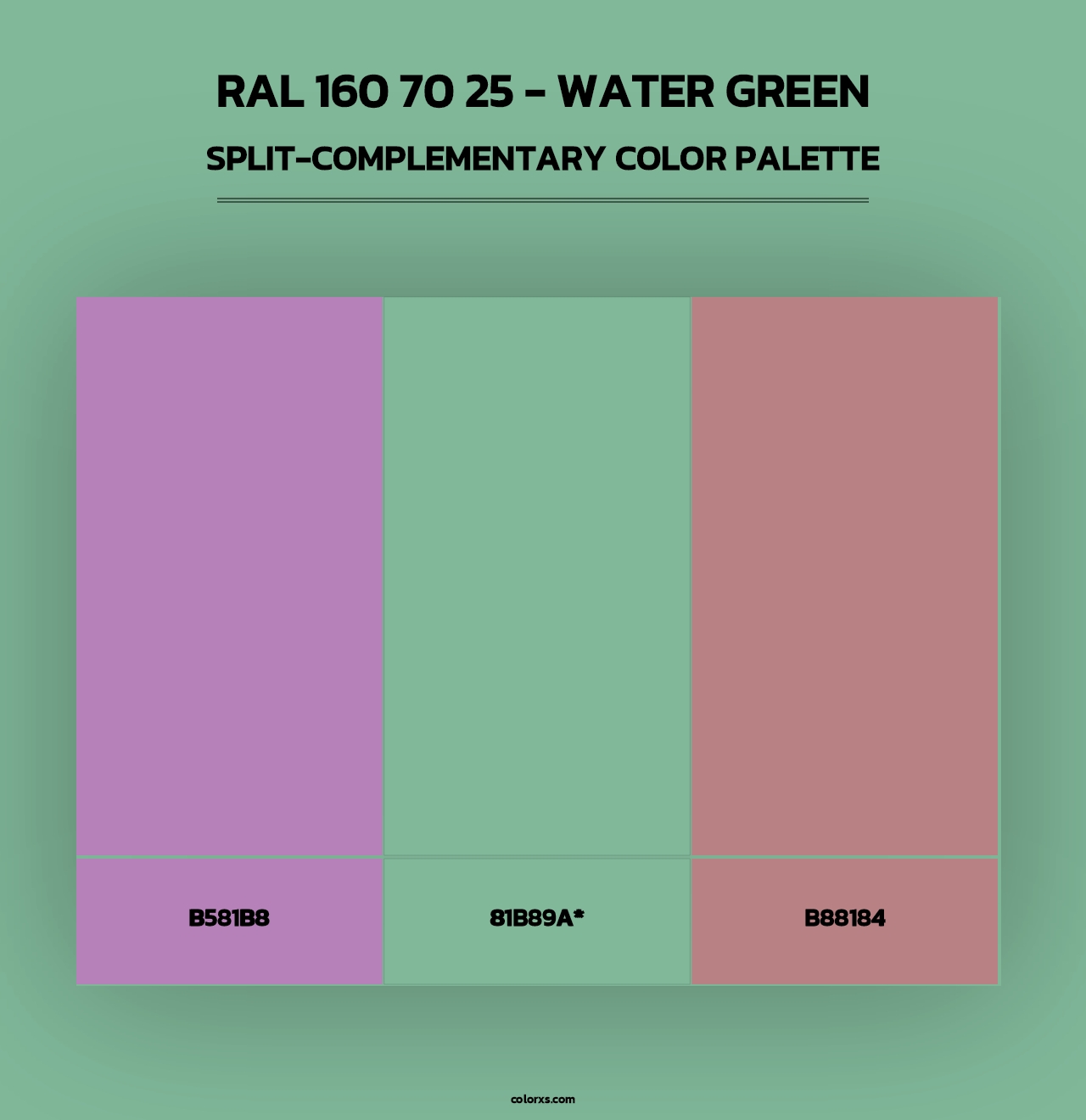 RAL 160 70 25 - Water Green - Split-Complementary Color Palette