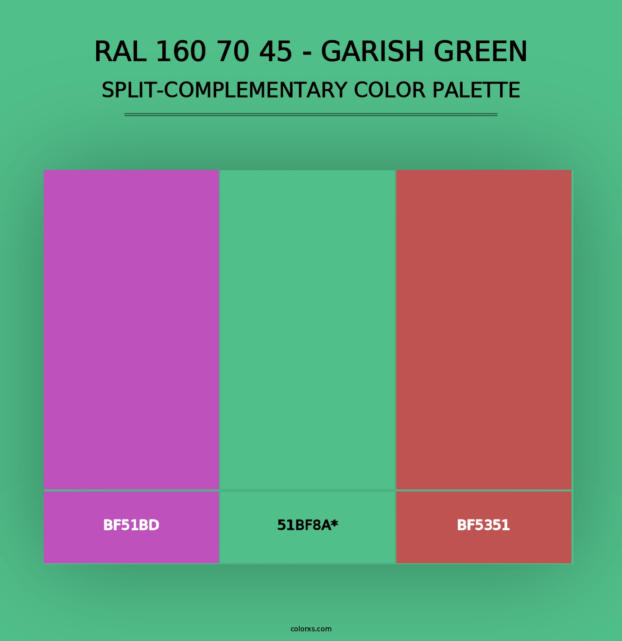 RAL 160 70 45 - Garish Green - Split-Complementary Color Palette