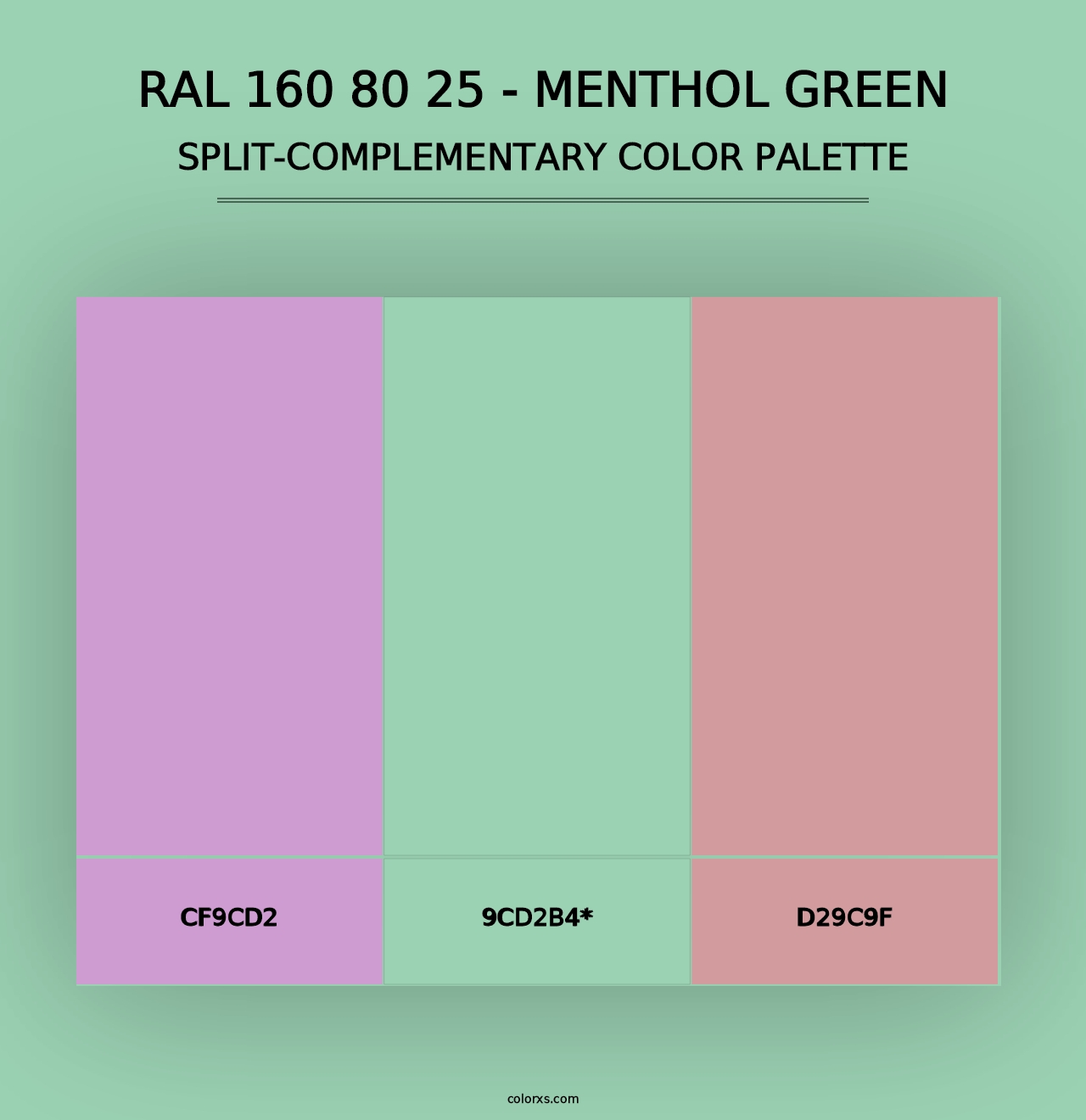 RAL 160 80 25 - Menthol Green - Split-Complementary Color Palette