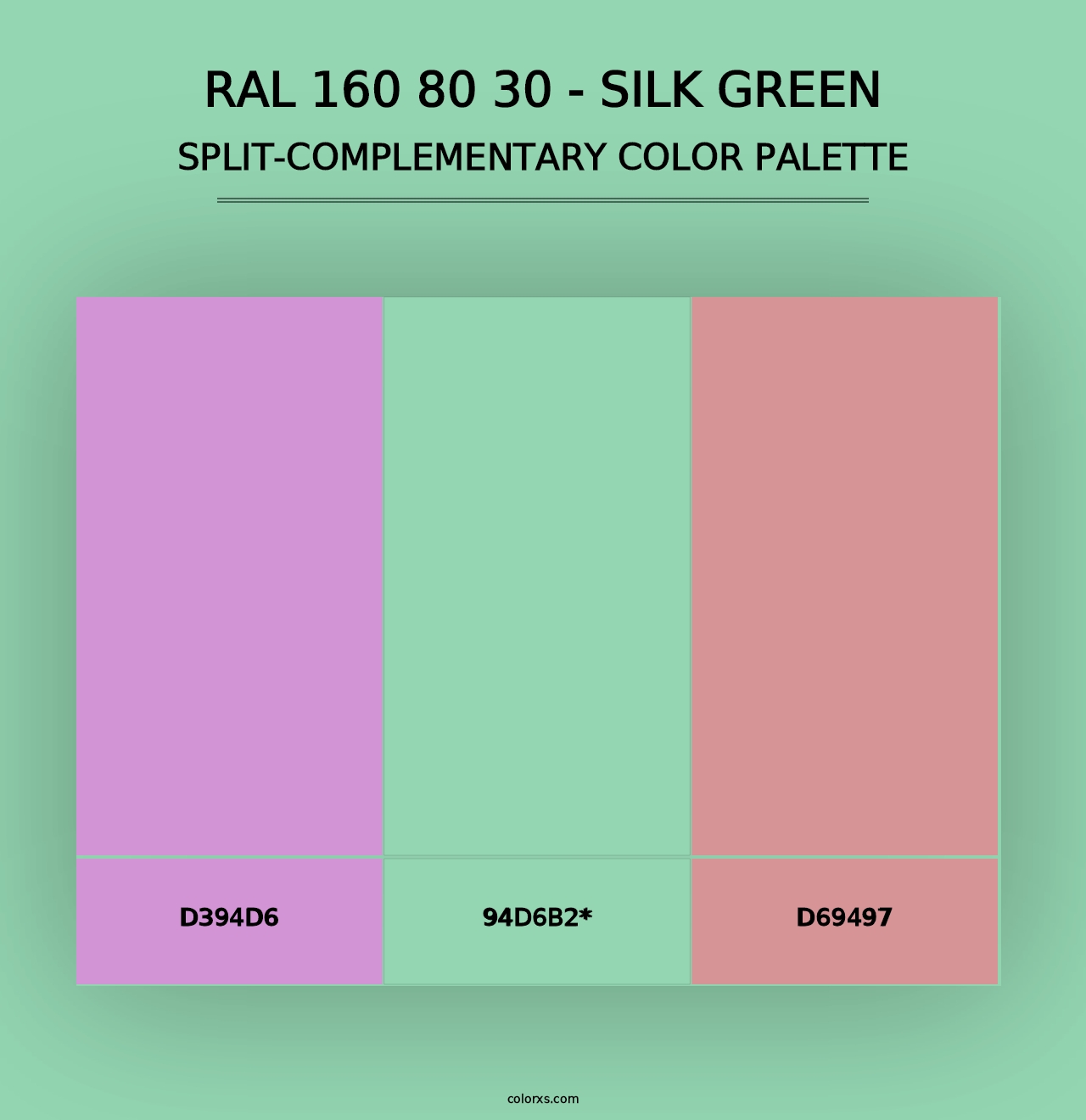 RAL 160 80 30 - Silk Green - Split-Complementary Color Palette