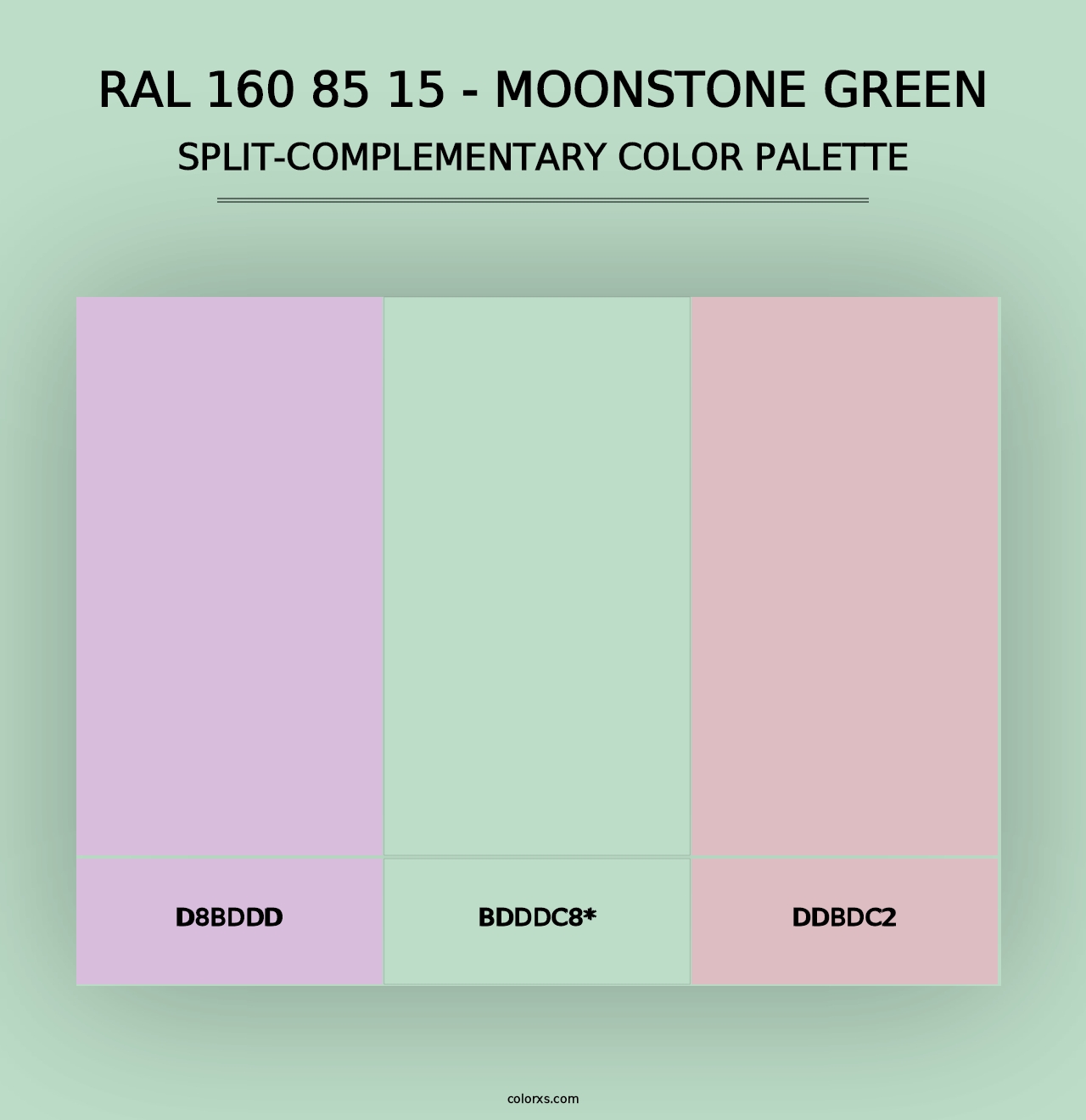 RAL 160 85 15 - Moonstone Green - Split-Complementary Color Palette