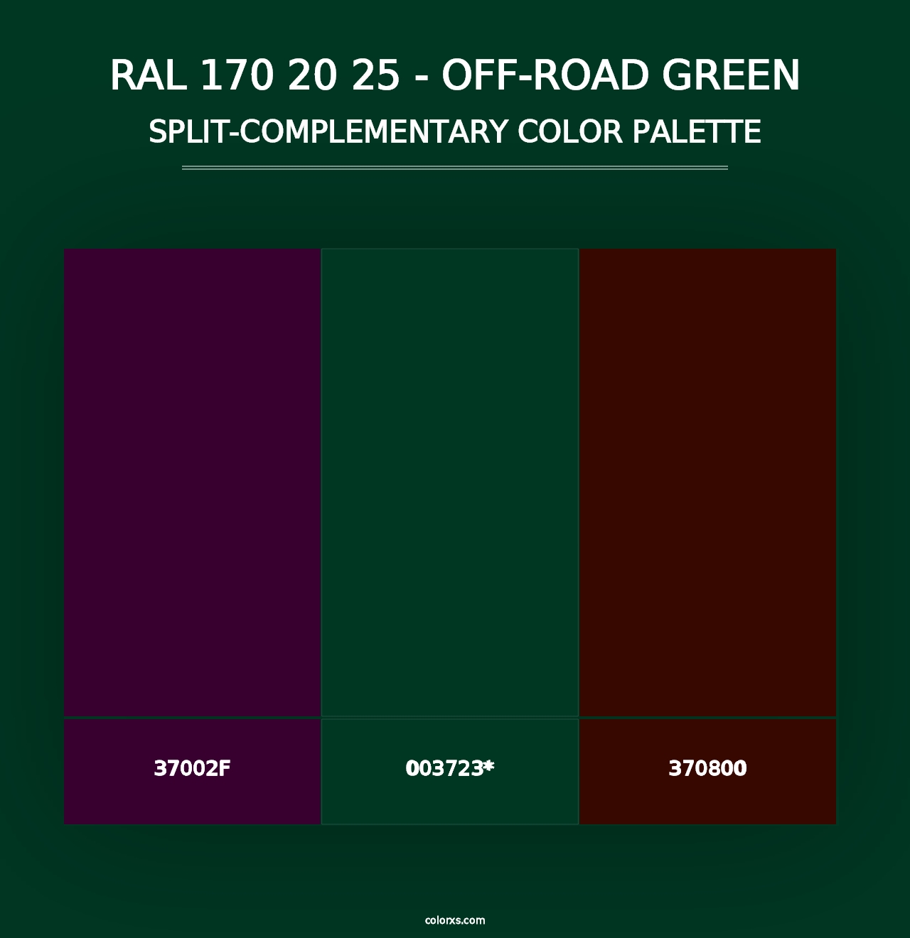 RAL 170 20 25 - Off-Road Green - Split-Complementary Color Palette