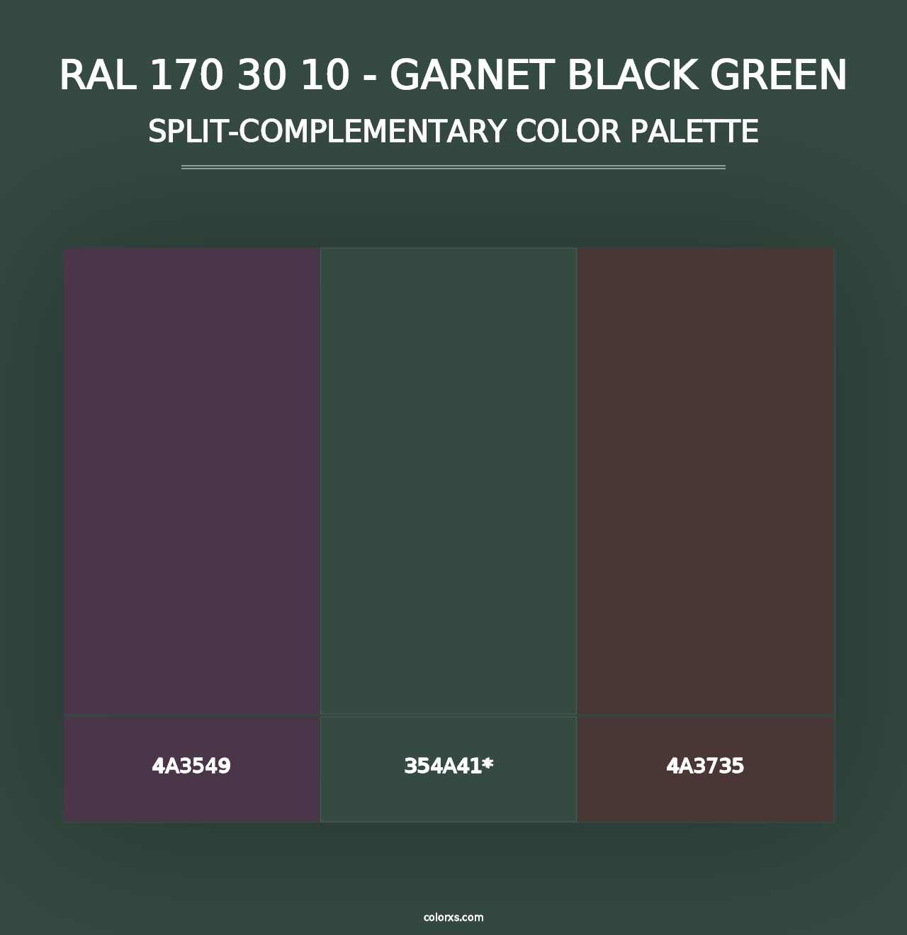 RAL 170 30 10 - Garnet Black Green - Split-Complementary Color Palette