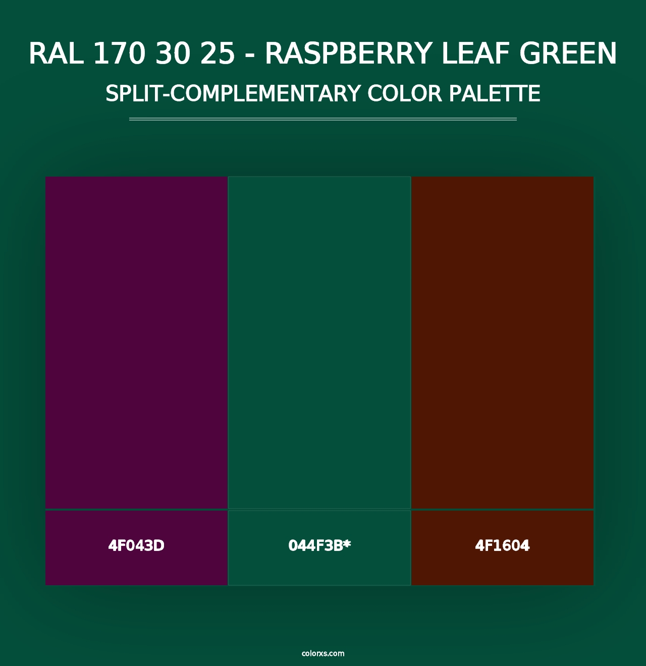 RAL 170 30 25 - Raspberry Leaf Green - Split-Complementary Color Palette