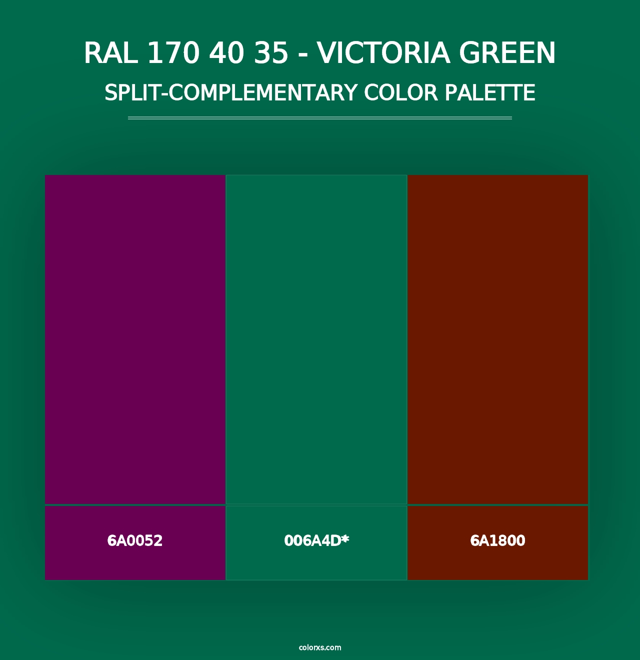 RAL 170 40 35 - Victoria Green - Split-Complementary Color Palette