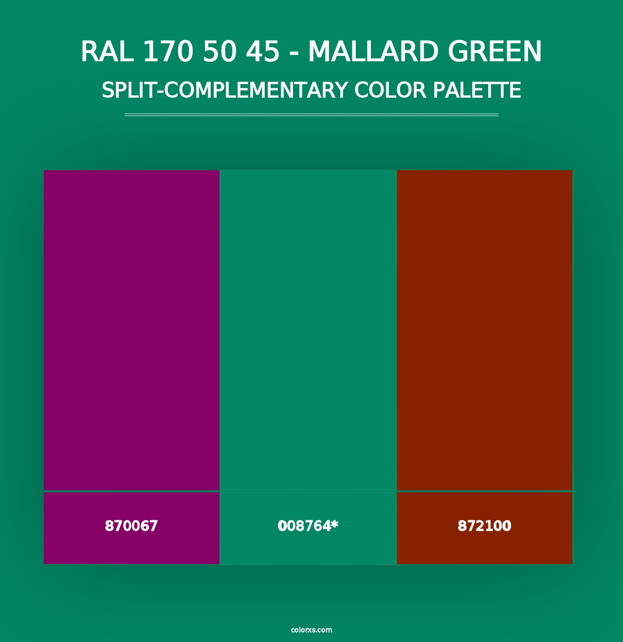 RAL 170 50 45 - Mallard Green - Split-Complementary Color Palette