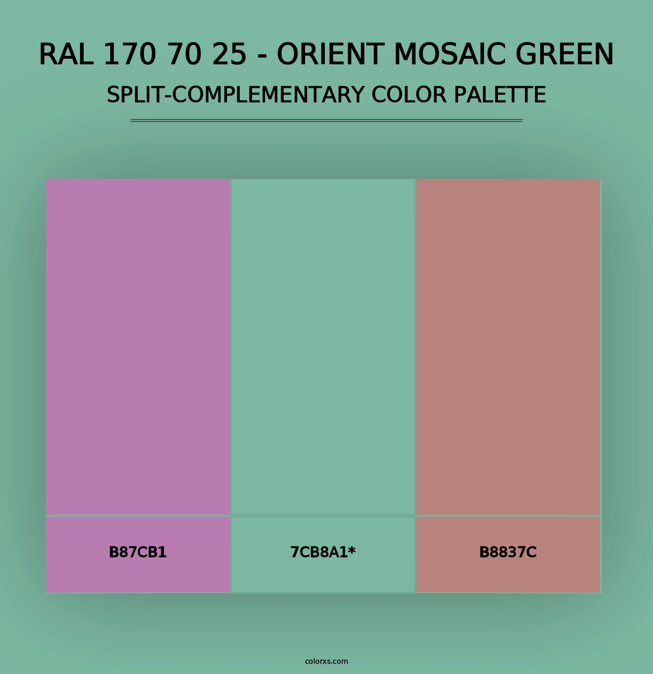 RAL 170 70 25 - Orient Mosaic Green - Split-Complementary Color Palette