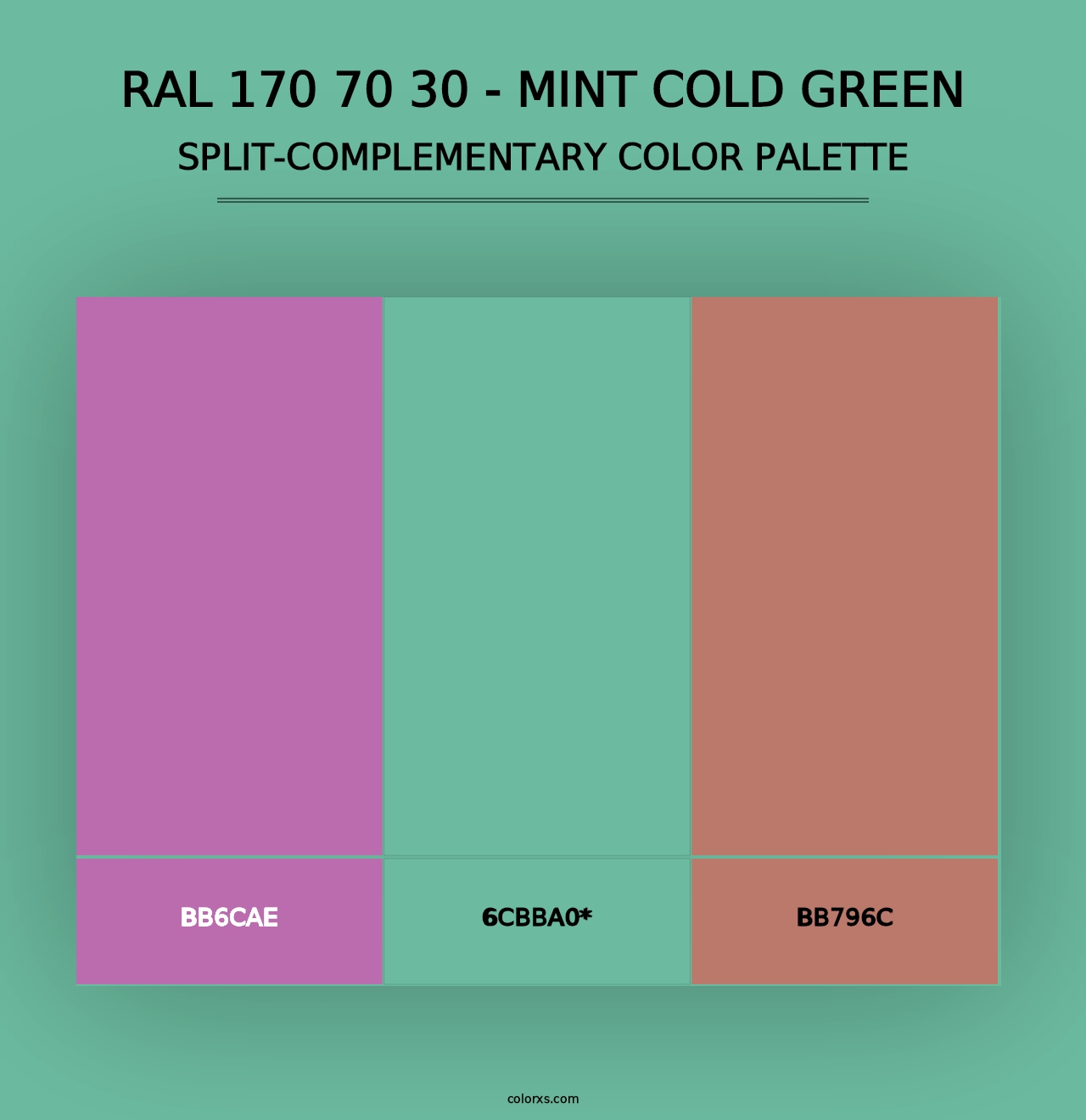 RAL 170 70 30 - Mint Cold Green - Split-Complementary Color Palette