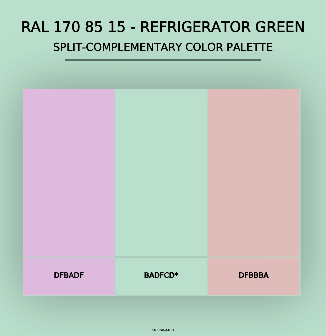 RAL 170 85 15 - Refrigerator Green - Split-Complementary Color Palette