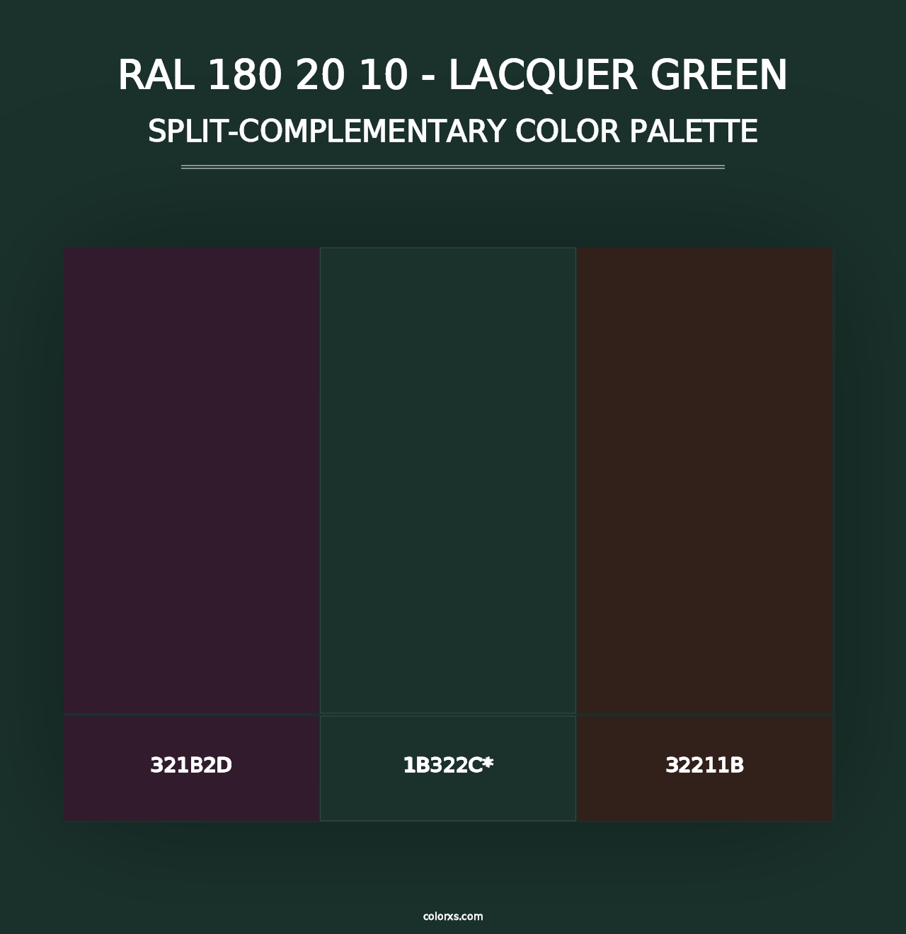 RAL 180 20 10 - Lacquer Green - Split-Complementary Color Palette