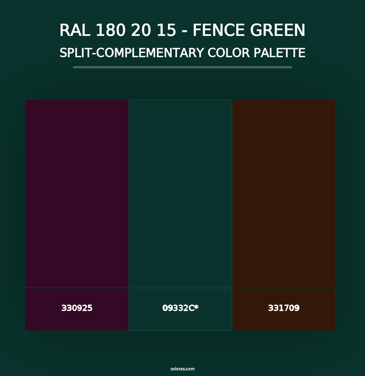 RAL 180 20 15 - Fence Green - Split-Complementary Color Palette