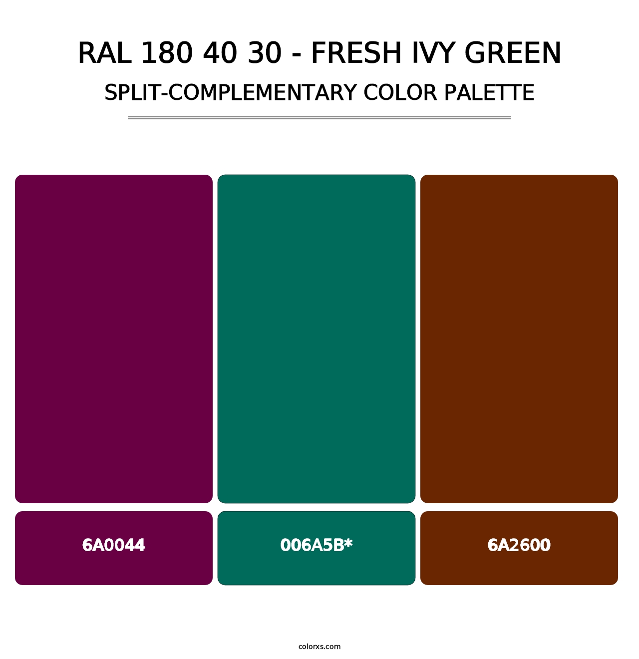 RAL 180 40 30 - Fresh Ivy Green - Split-Complementary Color Palette