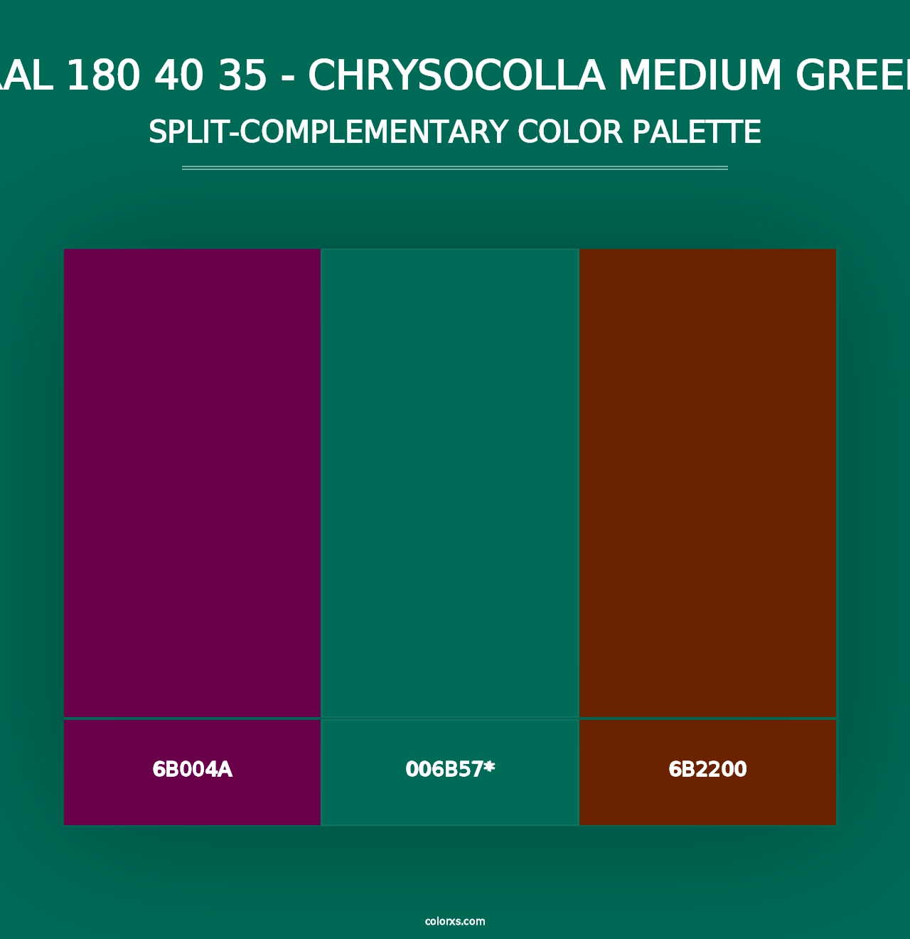 RAL 180 40 35 - Chrysocolla Medium Green - Split-Complementary Color Palette